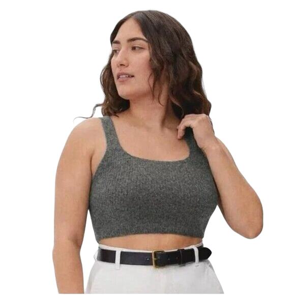 NWT! Everlane The Cozy Stretch Tank Crop Gray Top - Size Small - Picture 2 of 6